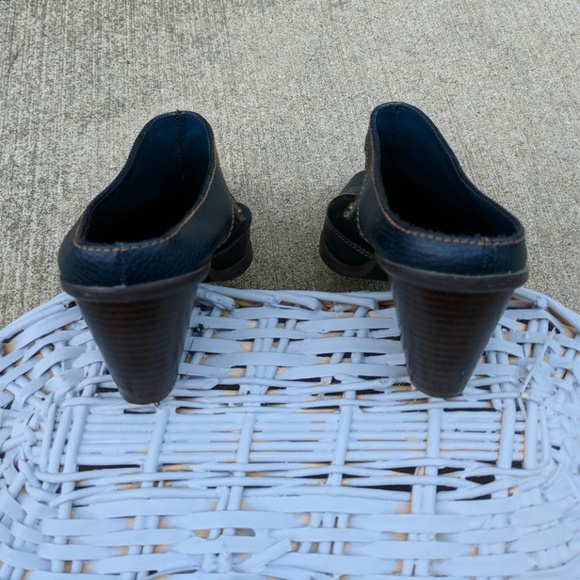 Cowboy boot slides slip-on heeled clogs navy 7 - Picture 5 of 8